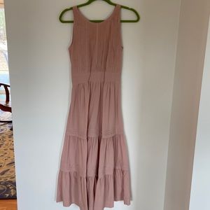 Long, dusty rose, flowy dress
